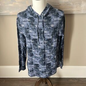 NWT Rown Blue abstract tropical print textured lightweight hoodie